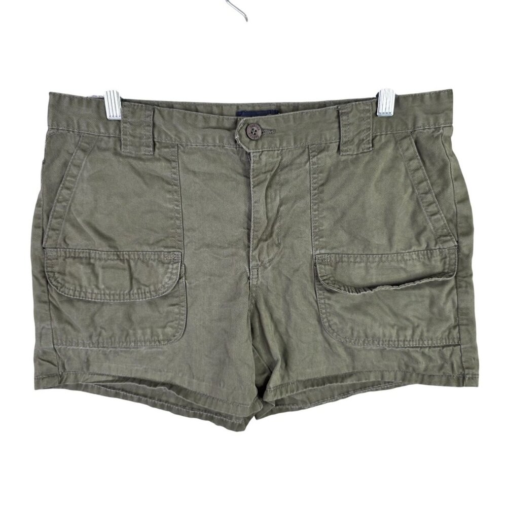 Womens Sabree Olive Green Cargo Shorts 100% Cotton 5" Inseam Mid Rise Size 8